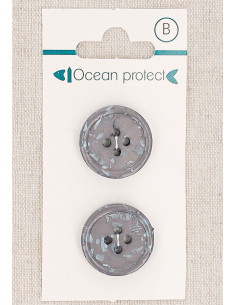 Card of 2 purple buttons 20 mm 4 holes - Rolled edge