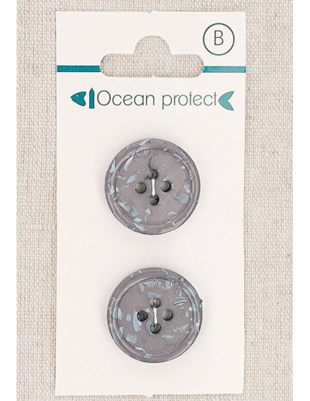 Card of 2 purple buttons 20 mm 4 holes - Rolled edge