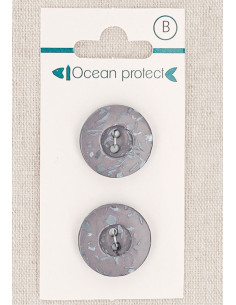 Card of 2 purple buttons 20 mm 2 holes - Border