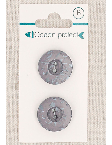 Card of 2 purple buttons 20 mm 2 holes - Border