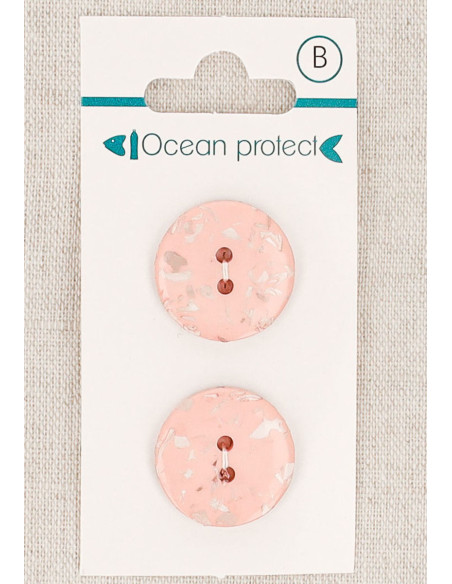 Card of 2 pink buttons 20 mm 2 holes - Flat