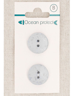 Card of 2 glacier blue buttons 18 mm 2 holes - Flat