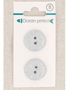 Card of 2 glacier blue buttons 20 mm 2 holes - Flat