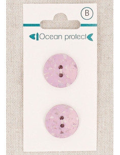 Card of 2 lavender buttons 18 mm 2 holes - Flat