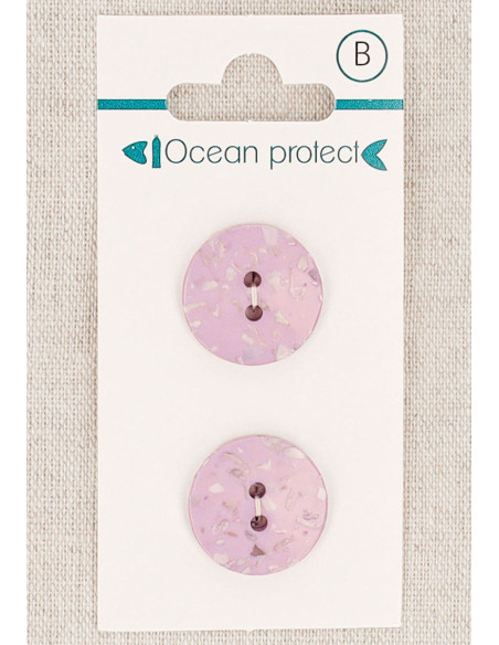 Card of 2 lavender buttons 18 mm 2 holes - Flat