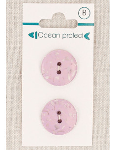 Card of 2 lavender buttons 20 mm 2 holes - Flat