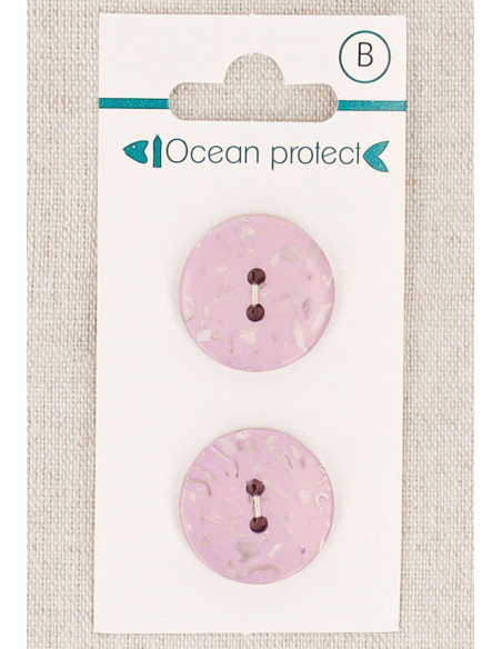 Card of 2 lavender buttons 20 mm 2 holes - Flat