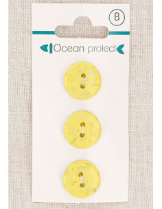 Card of 3 yellow buttons 15 mm 2 holes - Flat