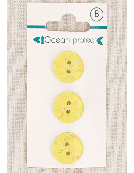 Card of 3 yellow buttons 15 mm 2 holes - Flat