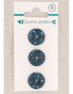 Navy 3-button card 15 mm 4 holes - Rolled edge