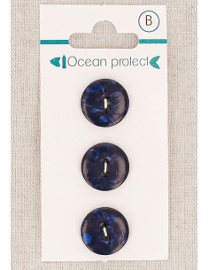 Navy 3-button card 15 mm 2 holes - Flat