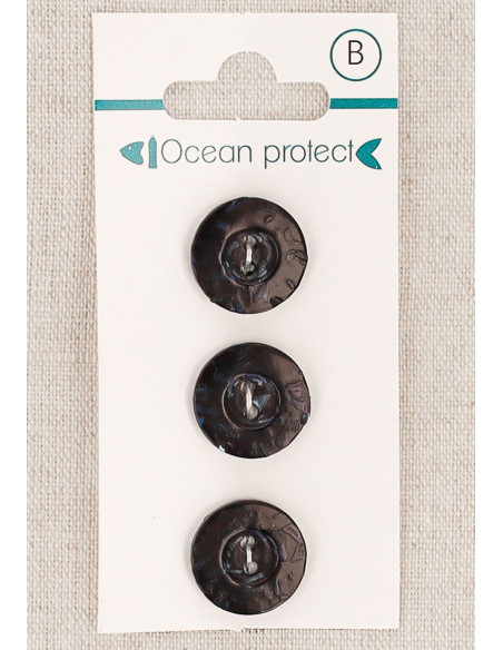 Card of 3 black buttons 15 mm 2 holes - Border