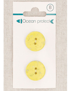 Card of 2 yellow buttons 18 mm 2 holes - Flat