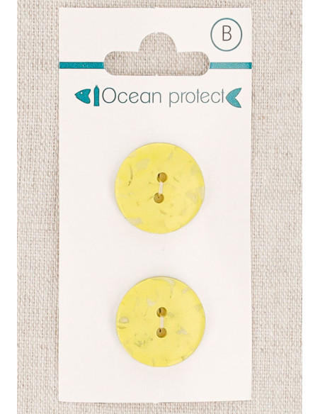 Card of 2 yellow buttons 18 mm 2 holes - Flat