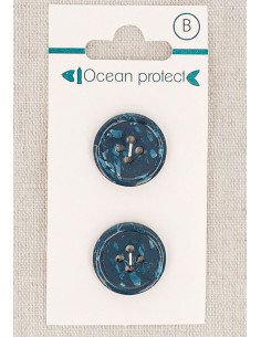 Navy 2-button card 18 mm 4 holes - Rolled edge