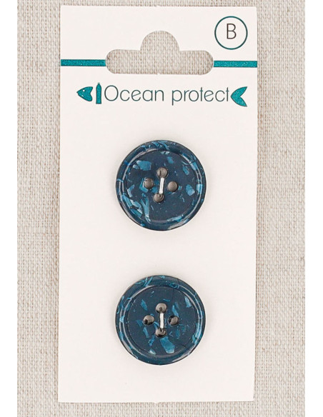 Navy 2-button card 18 mm 4 holes - Rolled edge