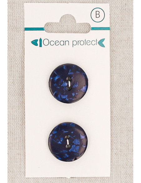 Navy 2-button card 18 mm 2 holes - Flat