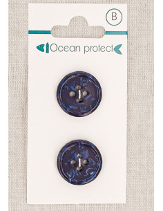Navy 2-button card 18 mm 4 holes - Rolled edge
