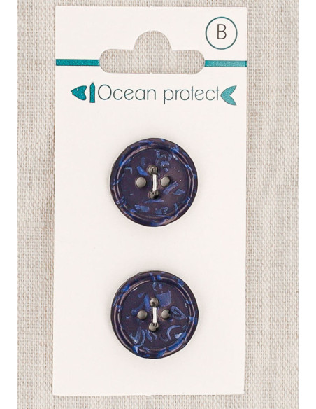 Navy 2-button card 18 mm 4 holes - Rolled edge