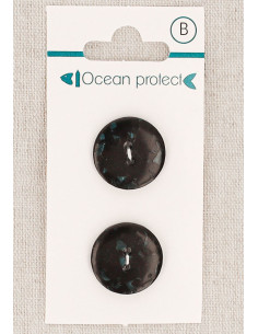 Card of 2 black buttons 18 mm 2 holes - Flat
