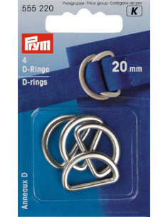 Box of 4 D-rings - Silver 20 mm