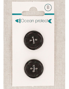 Card of 2 black buttons 18 mm 4 holes - Rolled edge