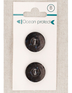 Card of 2 black buttons 18 mm 2 holes - Border