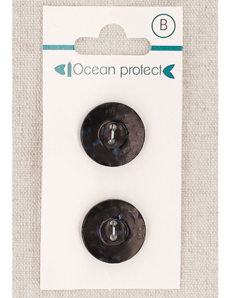 Card of 2 black buttons 18 mm 2 holes - Border