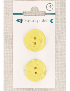 Card of 2 yellow buttons 20 mm 2 holes - Flat