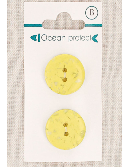 Card of 2 yellow buttons 20 mm 2 holes - Flat