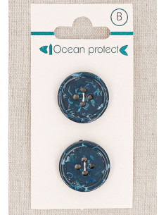 Navy 2-button card 20 mm 4 holes - Rolled edge