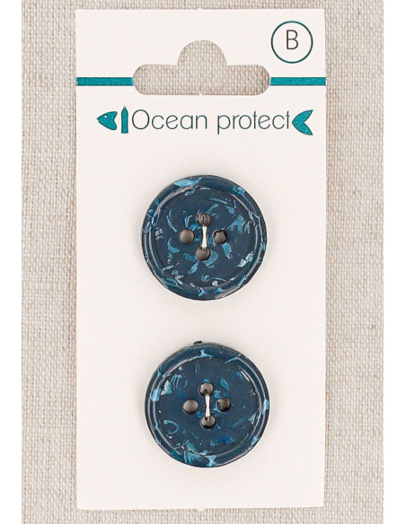 Navy 2-button card 20 mm 4 holes - Rolled edge