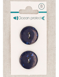 Navy 2-button card 20 mm 2 holes - Flat