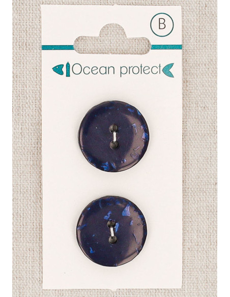 Navy 2-button card 20 mm 2 holes - Flat