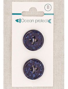 Navy 2-button card 20 mm 4 holes - Rolled edge