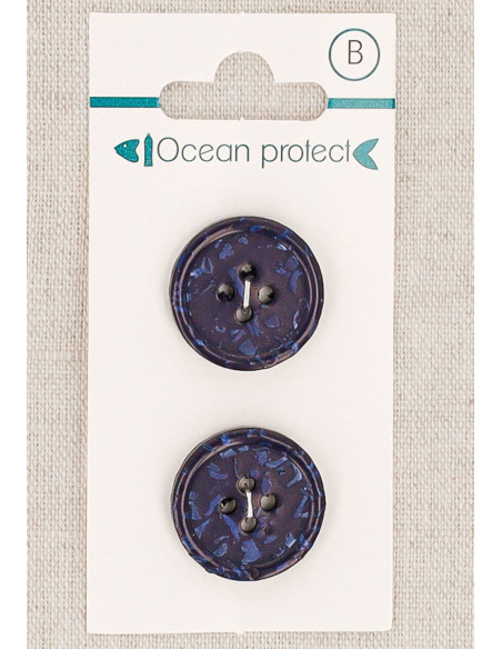 Navy 2-button card 20 mm 4 holes - Rolled edge