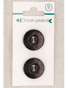 Card of 2 black buttons 20 mm 2 holes - Border