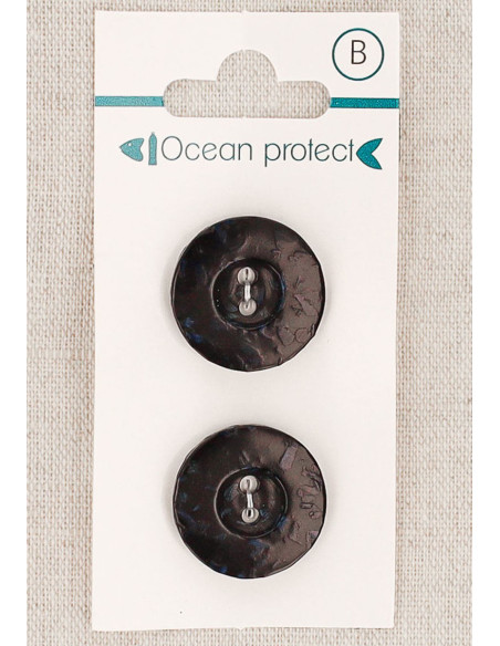Card of 2 black buttons 20 mm 2 holes - Border