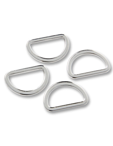 Box of 4 D-rings - Silver 20 mm
