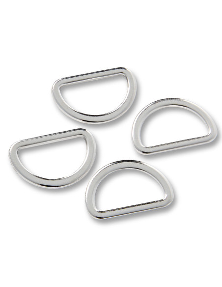 Box of 4 D-rings - Silver 20 mm