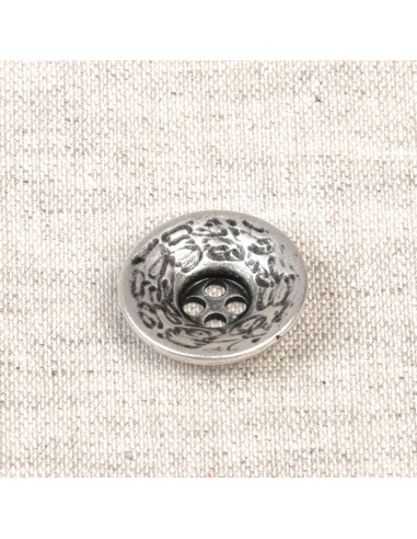 4-hole metal button - Antique silver