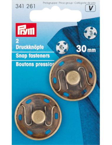 30 mm sew-on snap buttons - Bronze