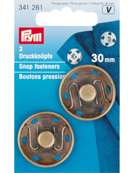 30 mm sew-on snap buttons - Bronze