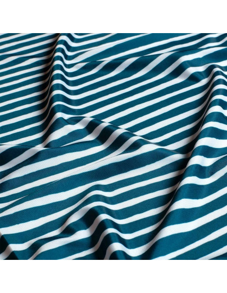 Teal striped lycra swimsuit fabric
