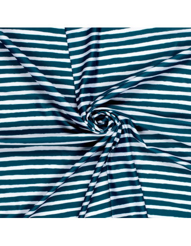 Teal striped lycra swimsuit fabric