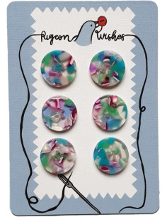 Card of 6 buttons in bio-resin 25 mm 4 holes - Southend On Sea