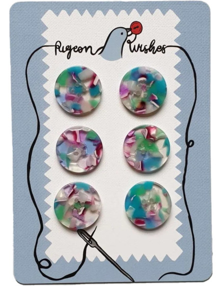 Card of 6 buttons in bio-resin 25 mm 4 holes - Southend On Sea