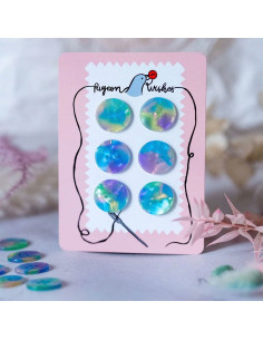 Card of 6 buttons in bio-resin 25 mm 4 holes - Neverland