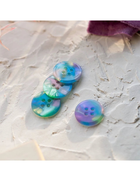 Card of 6 buttons in bio-resin 25 mm 4 holes - Neverland