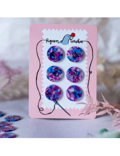 Card of 6 buttons in bioresin 25 mm 4 holes - Lucid